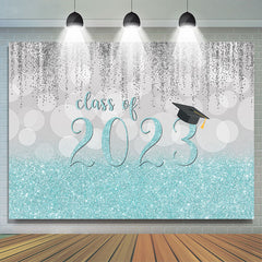 Silber Bokeh Mit Blau Klasse Von 2024 Funkeln Hintergrund