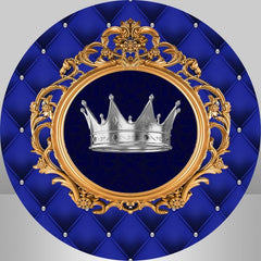 Silber Krone Und königlich Blau Runden Geburtstag Hintergrund