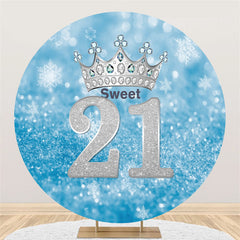 Silber Funkeln 21 Runden Bokeh Blau Geburtstag Hintergrund