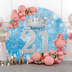 Silber Funkeln 21 Runden Bokeh Blau Geburtstag Hintergrund