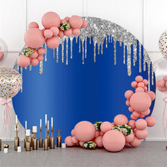 Silber Funkeln Und Dunkel Blau Runden Geburtstag Hintergrund
