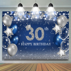 Silber Funkeln Ballon Und Blau 30 Geburtstag Hintergrund