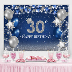 Silber Funkeln Ballon Und Blau 30 Geburtstag Hintergrund