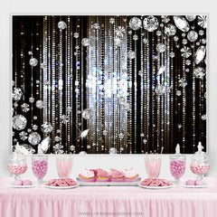 Silber Funkeln Diamanten Schwarz Geburtstag Party Hintergrund
