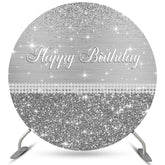 Silber Grau Funkeln Kreis Glücklich Geburtstag Hintergrund