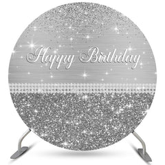 Silber Grau Funkeln Kreis Glücklich Geburtstag Hintergrund