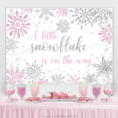 Silber Mit Rosa Schneeflocke Thema Babydusche Hintergrund