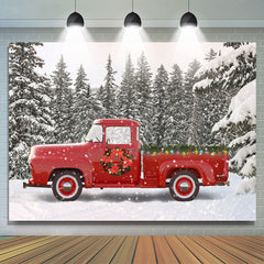 Schnee Wald Rot LKW Winter Weihnachten Party Hintergrund