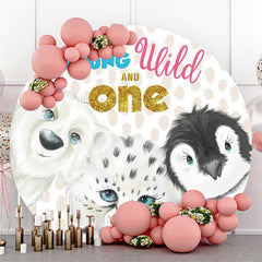 Schnee Leopard Wild Eins Geburtstag Runden Party Hintergründe