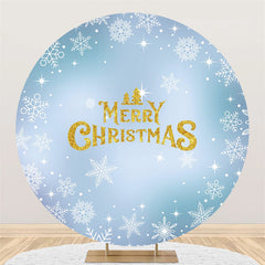 Schneeflocke Und Gold Fröhlich Weihnachten Kreis Hintergrund