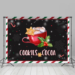 Schneeflocke Plätzchen Und Kakao Weihnachten Schwarz Hintergrund für Dekor