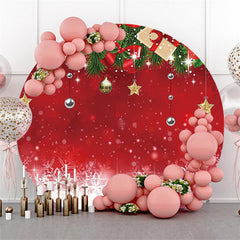 Schneeflocke Mit Weihnachten Ball Und Geschenk Runden Hintergrund