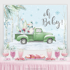 Schneemann An Der LKW Winter Thema Babydusche Hintergrund