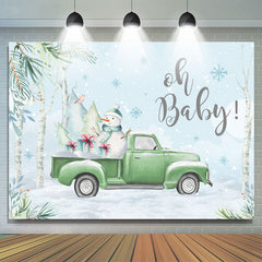 Schneemann An Der LKW Winter Thema Babydusche Hintergrund