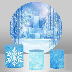 Schneebedeckt Und Blau Eis Weltland Runden Geburtstag Hintergrund