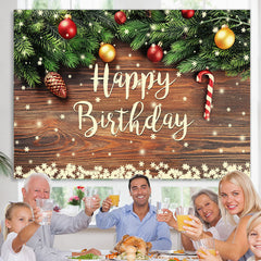 Schneebedeckt Weihnachten Thema Hölzern Glücklich Geburtstag Hintergrund