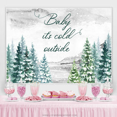 Schneebedeckt Wald Es ist Kalt Außen Babydusche Hintergrund