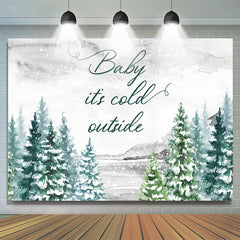 Schneebedeckt Wald Es ist Kalt Außen Babydusche Hintergrund
