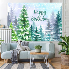 Schneebedeckt Wald Dschungel Winter Glücklich Geburtstag Hintergrund