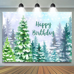 Schneebedeckt Wald Dschungel Winter Glücklich Geburtstag Hintergrund