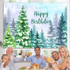 Schneebedeckt Wald Dschungel Winter Glücklich Geburtstag Hintergrund