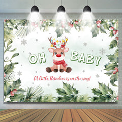 Schneebedeckt Winter Rentier Weihnachten Babydusche Hintergrund
