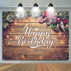 Schneebedeckt Hölzern Weihnachten Thema Glücklich Geburtstag Hintergrund