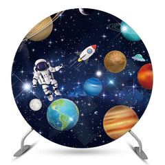 Raum Astronaut Geburtstag Runden Hintergrund Für Junge