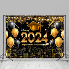 Funkeln Gold Schwarz Ballon Stadt Abschluss Hintergrund