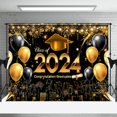 Funkeln Gold Schwarz Ballon Stadt Abschluss Hintergrund