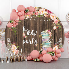 Funkelnd Blumen Hölzern Kreis Tee Party Hintergrund