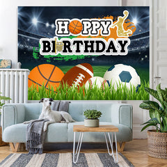 Sport Bälle An Der Feld Glücklich Geburtstag Hintergrund Für Junge
