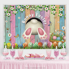 Frühling Ostern Thema Kaninchen Bunt Eier Blumen Hintergrund