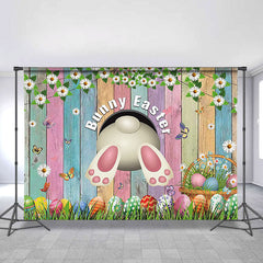 Frühling Ostern Thema Kaninchen Bunt Eier Blumen Hintergrund