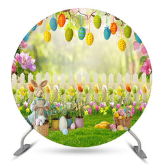 Frühling Blume Gras Ei Kommunizieren Ostern Runden Hintergrund