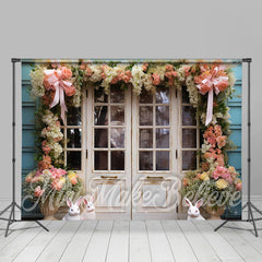 Quadrat Blume Stand Hölzern Tür Ostern Hintergrund