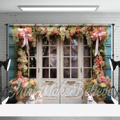 Quadrat Blume Stand Hölzern Tür Ostern Hintergrund