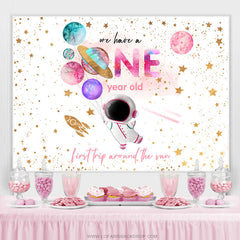 Stern Astronauten Rosa goldener Hintergrund zum 1. Geburtstag