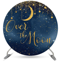 Sternenklar Nacht Golden Stern Über Der Mond Kreis Hintergrund