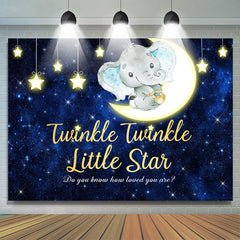 Sterne Und Mond Dunkel Blau Elefant babydusche Hintergrund
