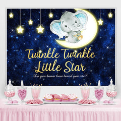 Sterne Und Mond Dunkel Blau Elefant babydusche Hintergrund