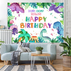 Stampfen Chomp Brüllen Dinosaurier Glücklich Geburtstag Hintergrund