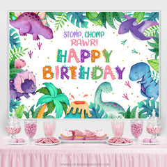 Stampfen Chomp Brüllen Dinosaurier Glücklich Geburtstag Hintergrund