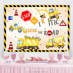 Stoppen Der Verkehr Schließen Der Straße Jungen Geburtstag Hintergrund