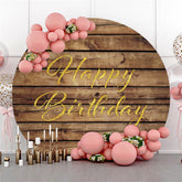 Streifen Holz Gold Glücklich Geburtstag Runden Hintergrund Für Party