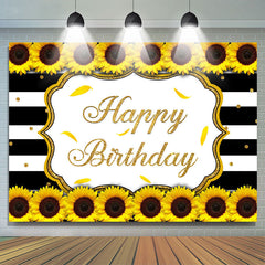 Sonnenblume Schwarz Weiss Streifen Glücklich Geburtstag Hintergrund