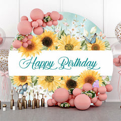 Sonnenblume Schmetterlinge Runden Hintergrund Für Geburtstag