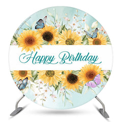 Sonnenblume Schmetterlinge Runden Hintergrund Für Geburtstag