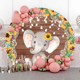 Sonnenblume Elefant Holz Runden Babydusche Hintergrund