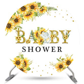 Sonnenblume Mit Elefant Gold Runden Baby Dusche Hintergrund